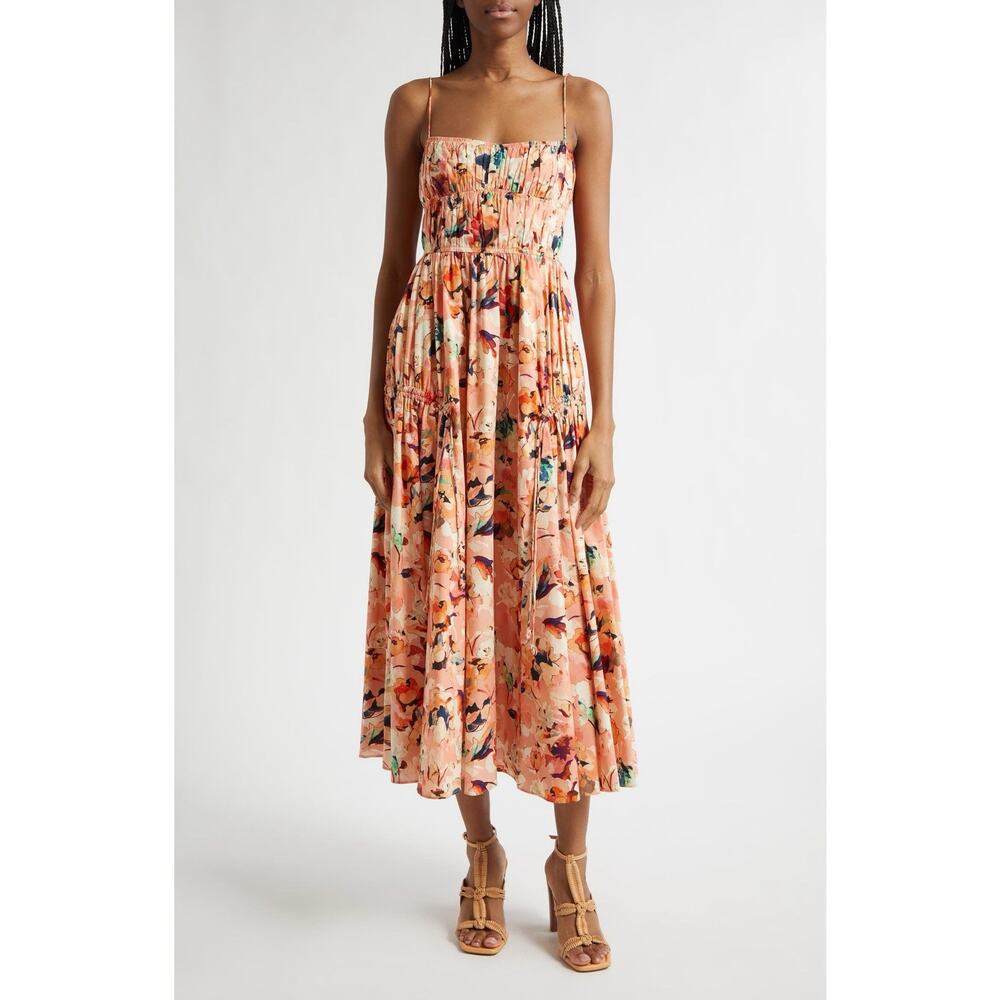 Ulla Johnson Vidri Floral Tiered Cotton Dress Camellia Size 10 Medium - Picture 4 of 14